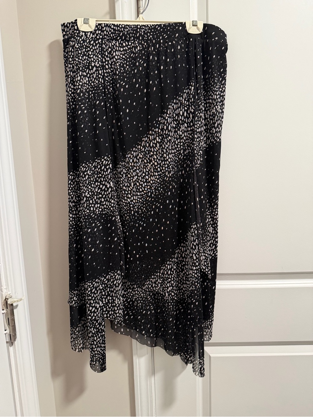 Chico's Black and White Asymmetrical Midi Skirt